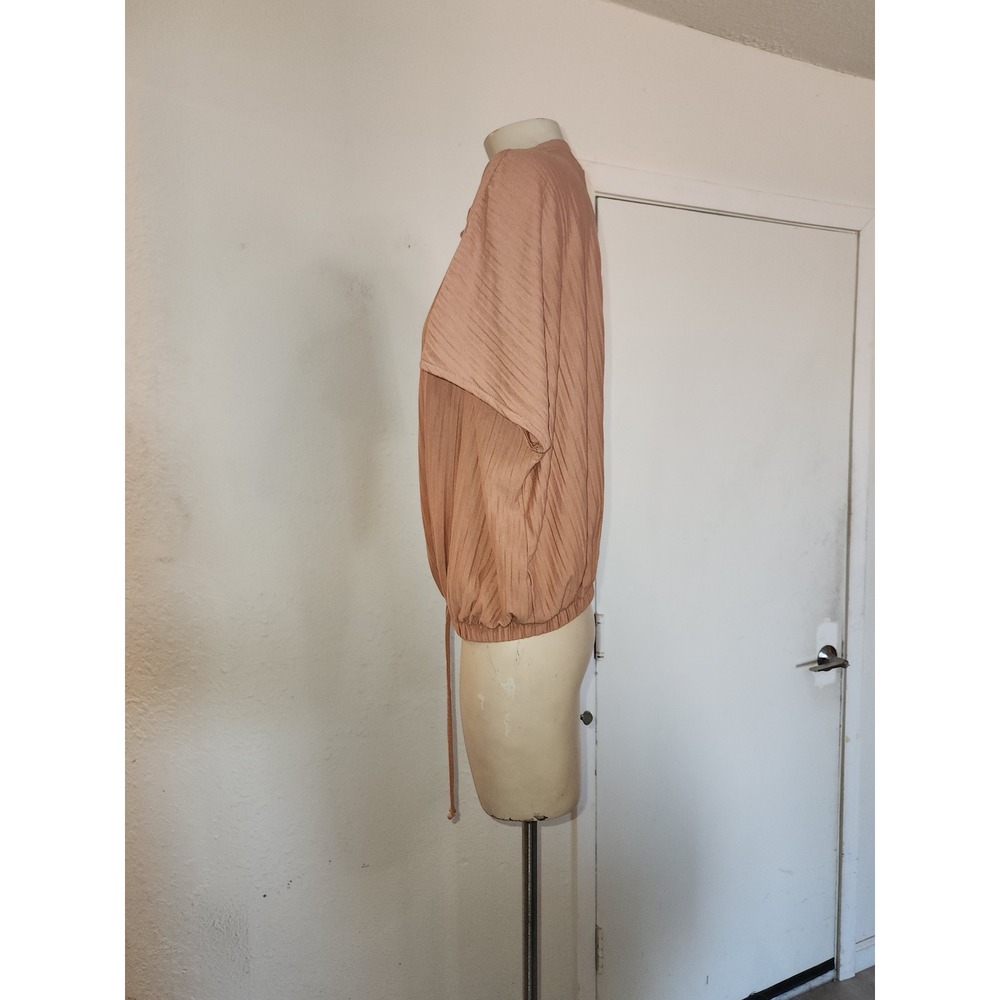A New day Pleated Blouson Short Sleeve Top Mauve‎ Pink Dolman Crew Neck Size M - Picture 2 of 10